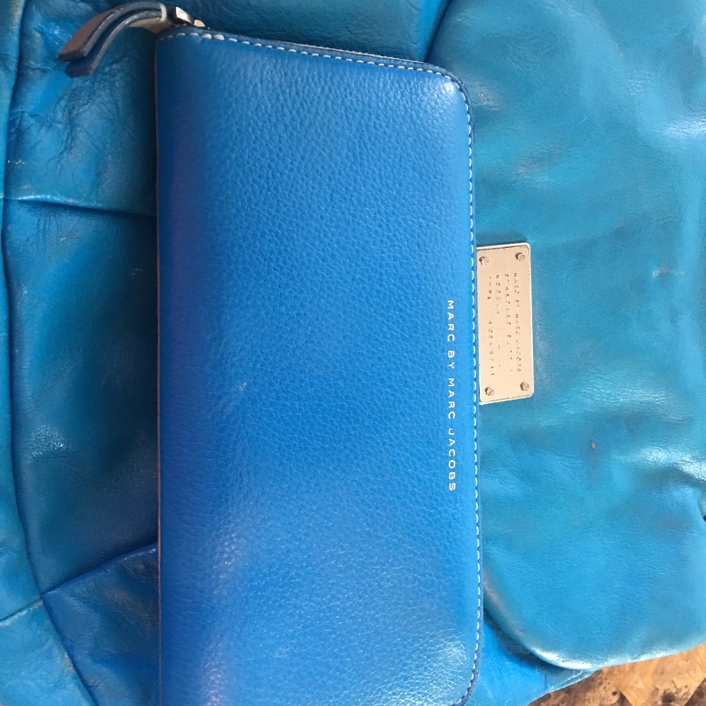 Electric blue and gray wallet